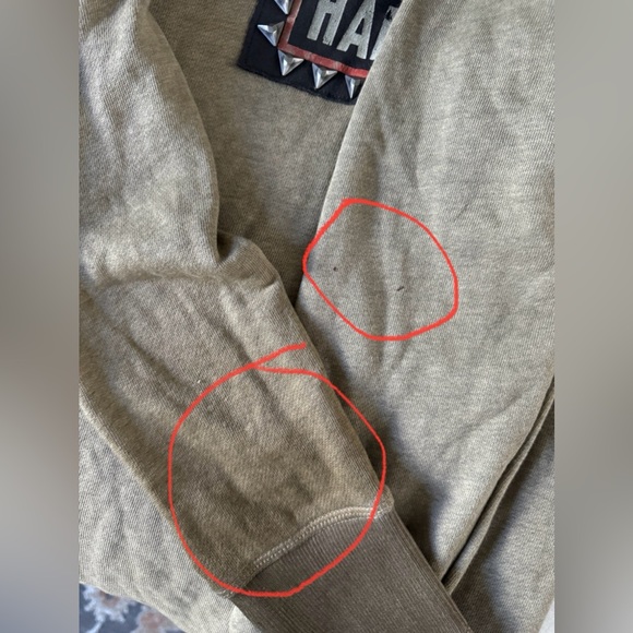 Harley-Davidson Gray Raglan Studded Crewneck Sweatshirt Raw Hem Size M - Picture 15 of 16